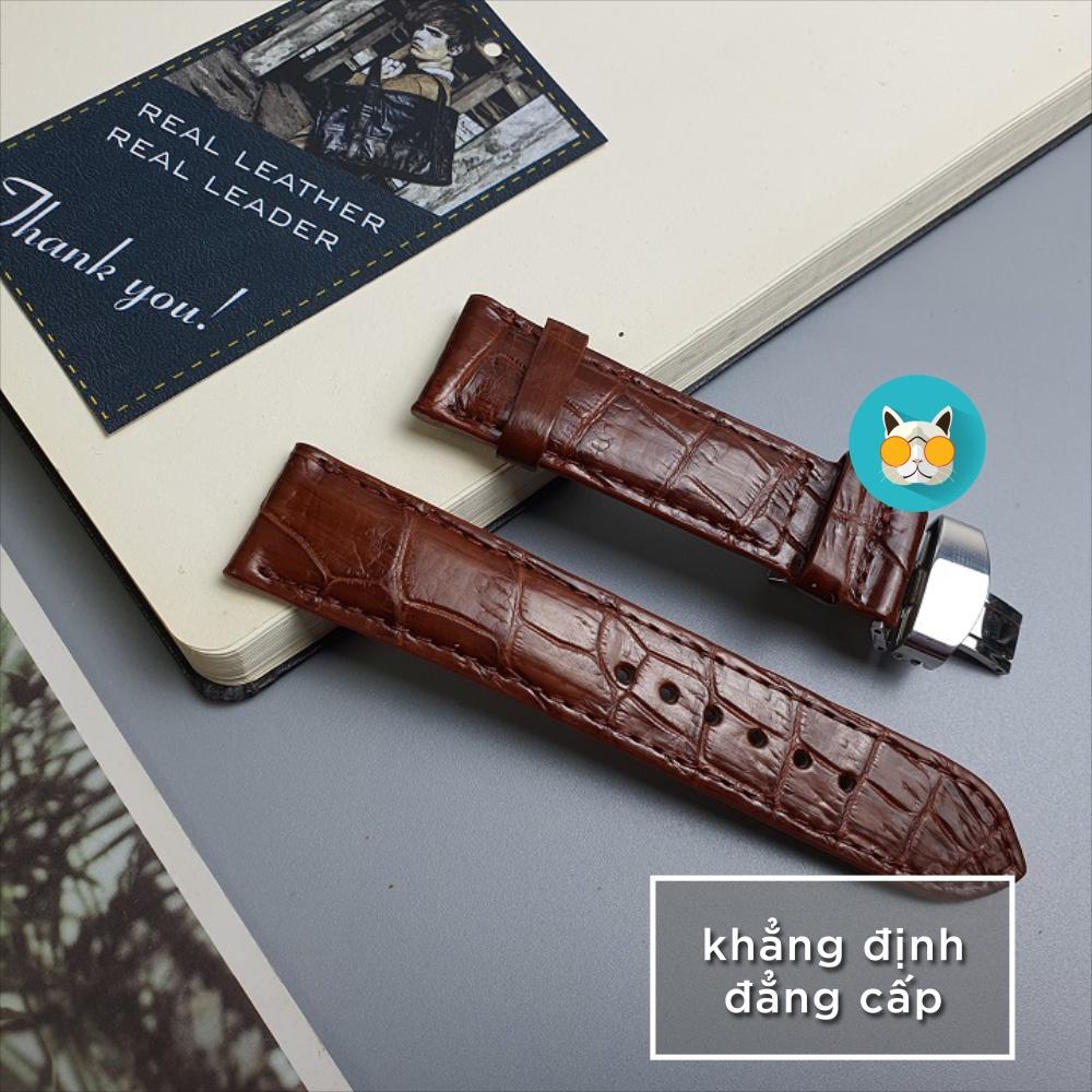 Dây đồng hồ da cá sấu AL107 – Nâu đỏ Size 20/ Size22