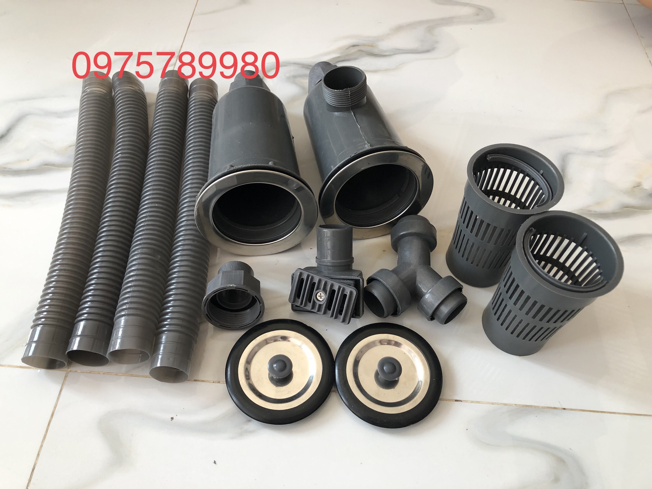 Bộ xả bồn rửa bát đôi-Xi phông bồn rửa bát nhựa
