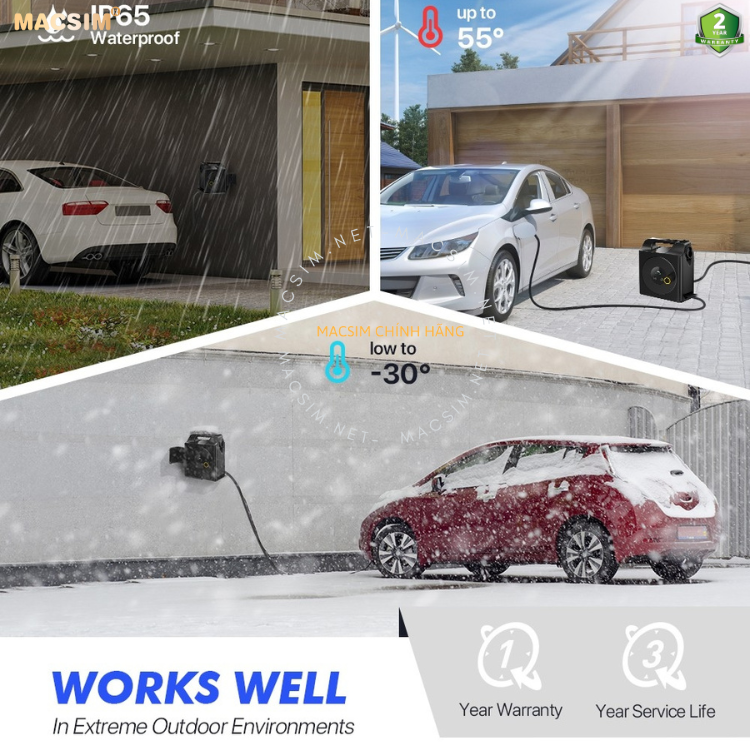 Sạc ô tô điện Vinfast VF7 ev - Sạc tại nhà - di động cao cấp 3,68KW (6-16A) chính hãng Macsim