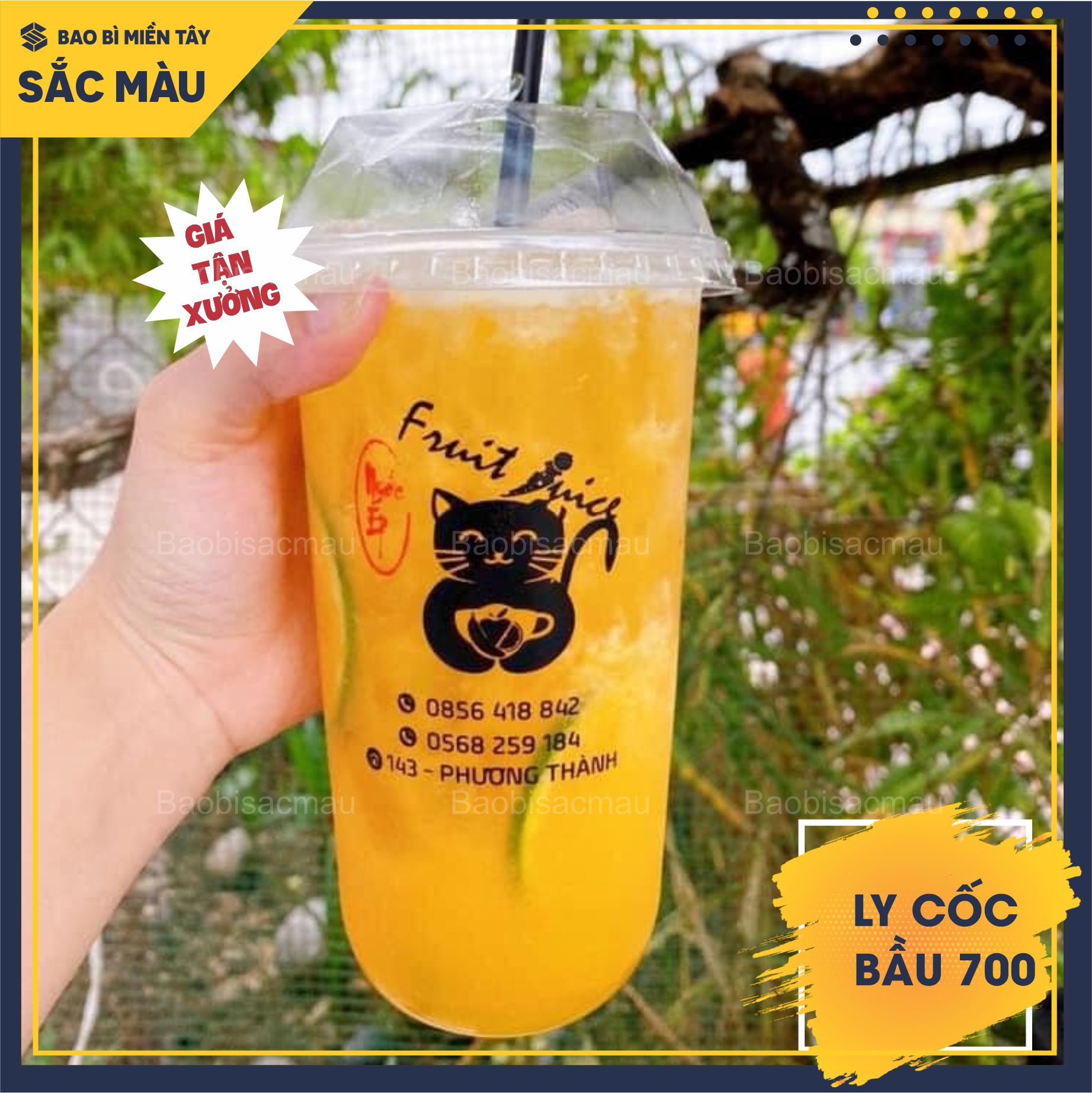 Sỉ 50 cốc nhựa/ ly nhựa đáy bầu 700ml kèm nắp