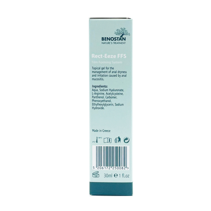 Benostan Nature's Treatment Rect-Eeze FFS - Hệ thống tạo màng phim dùng trong kiểm soát tình trạng khô và kích ứng niêm mạc hậu môn (Hộp chứa một tuýp 30 ml, 1 vòi nhựa)