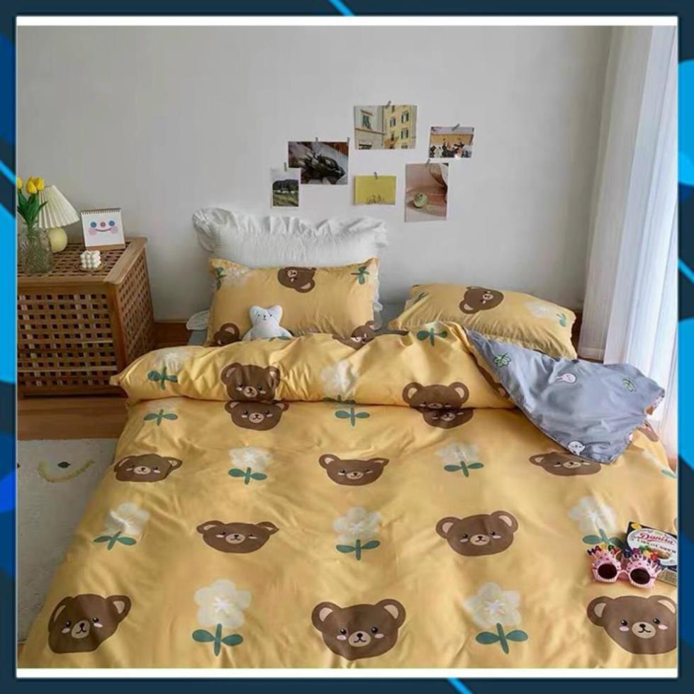 Bộ chăn ga gối sét hè Cotton Poly chăn ga Hàn Quốc miễn phí bo chun drap ga giường - xả kho