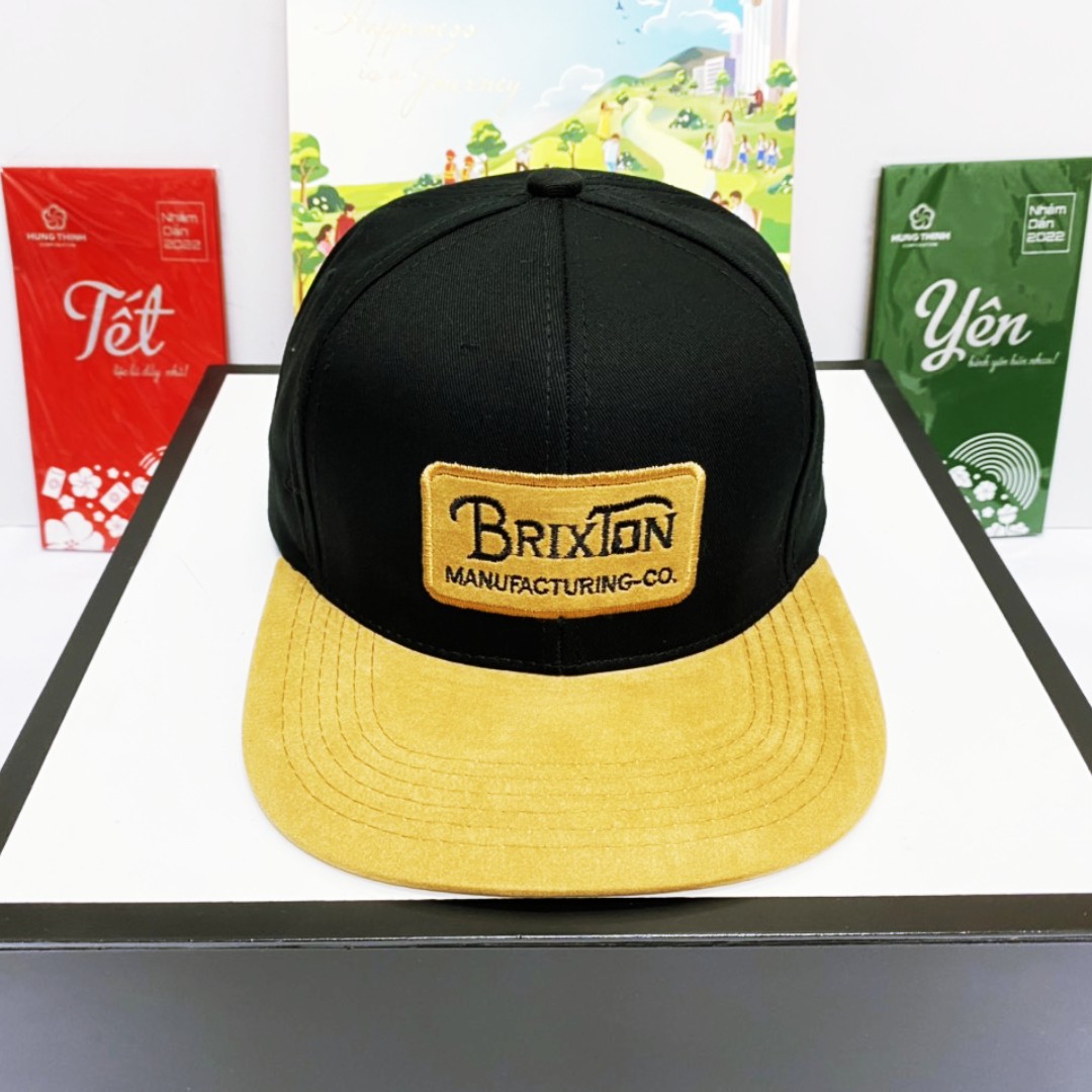 Mũ SnapBack Nam Nữ  Thêu LoGo Brixton,Mỏ Nón Phối Da Lộn Cực Chất