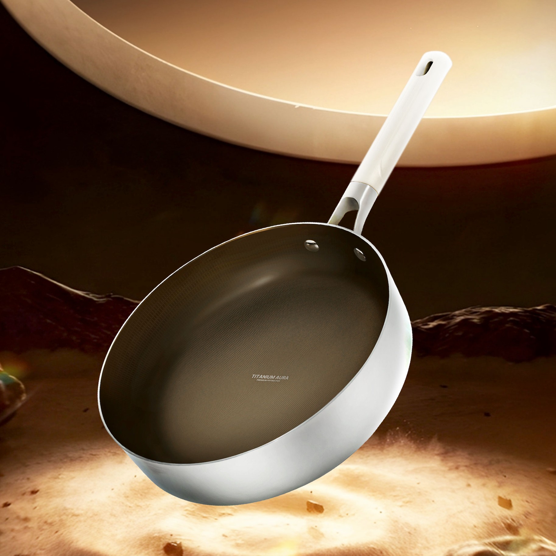 Chảo Titanium Aura Haatz HTA724 Size 24cm, inox 316, Chống Dính Tự Thân, Bền Bỉ, Dùng Cho Mọi Loại Bếp - Hàng Chính Hãng