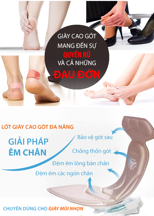 2 cặp lót giày cao gót mũi nhọn giảm size cho giày bị rộng, thoáng khí và êm chân- buybox - BBPK55