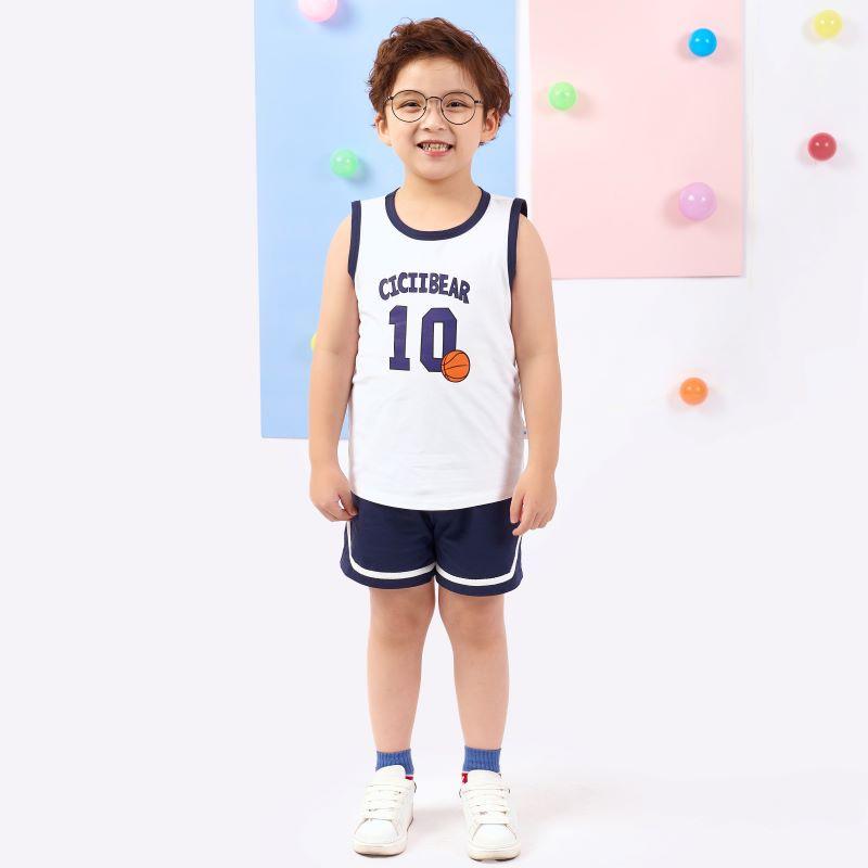 &lt;15-33Kg-Size 3-8 tuổi&gt; Đồ bộ quần áo thun cotton dành cho bé trai mặc nhà mùa hè Econice 2022G