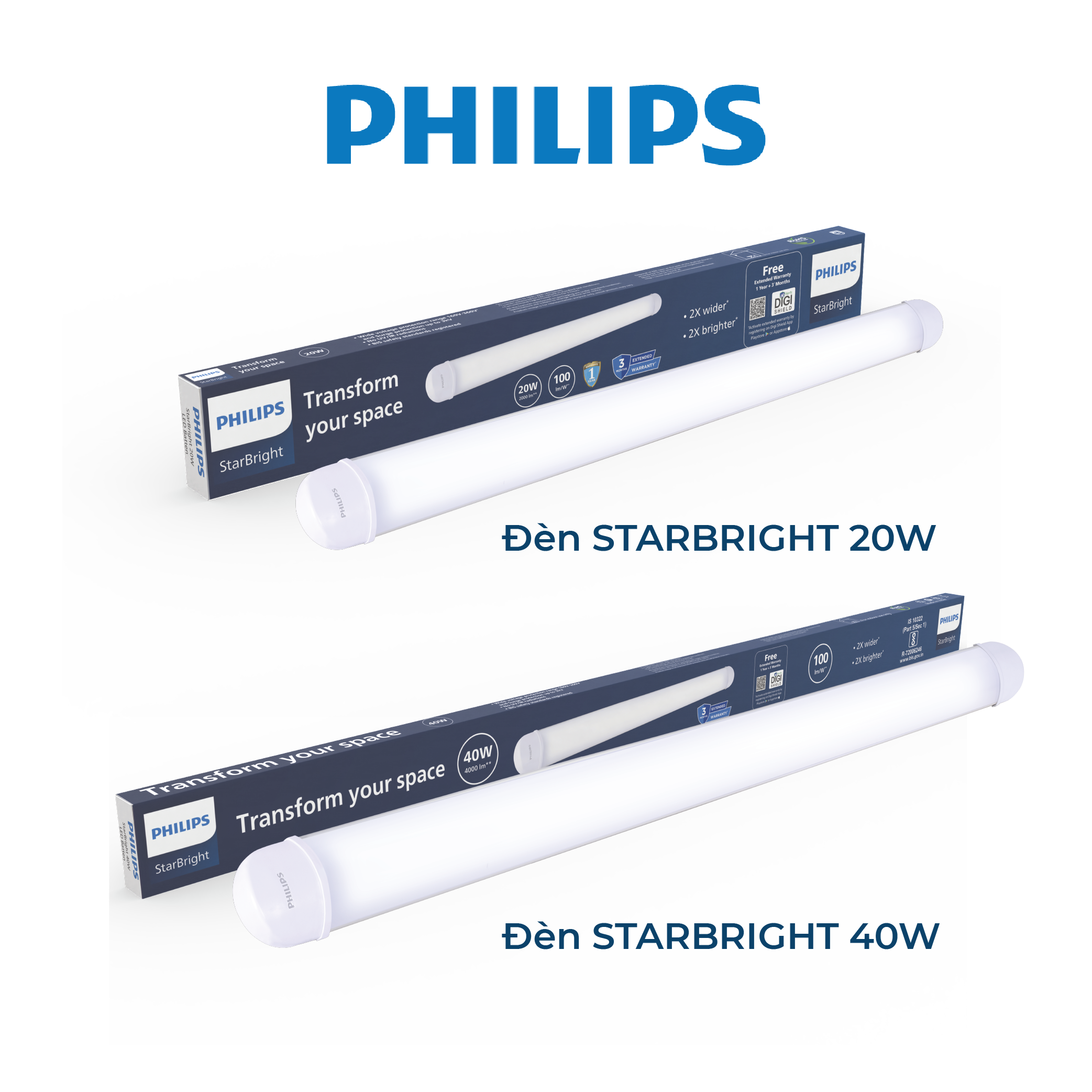 Đèn LED PHILIPS tuýp LED StarBright Wide-Công suất 20W/ 40W/ 50W, ánh sáng trắng