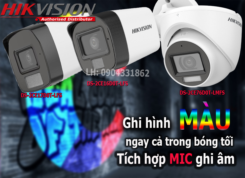 Hình ảnh  Camera Hikvision 2.0Mp full color tích hợp MIC  sử dụng với đầu ghi hình . DS-2CE16D0T-LFS, DS-2CE76D0T-LMFS, DS-2CE17D0T-LFS - Hàng chính hãng