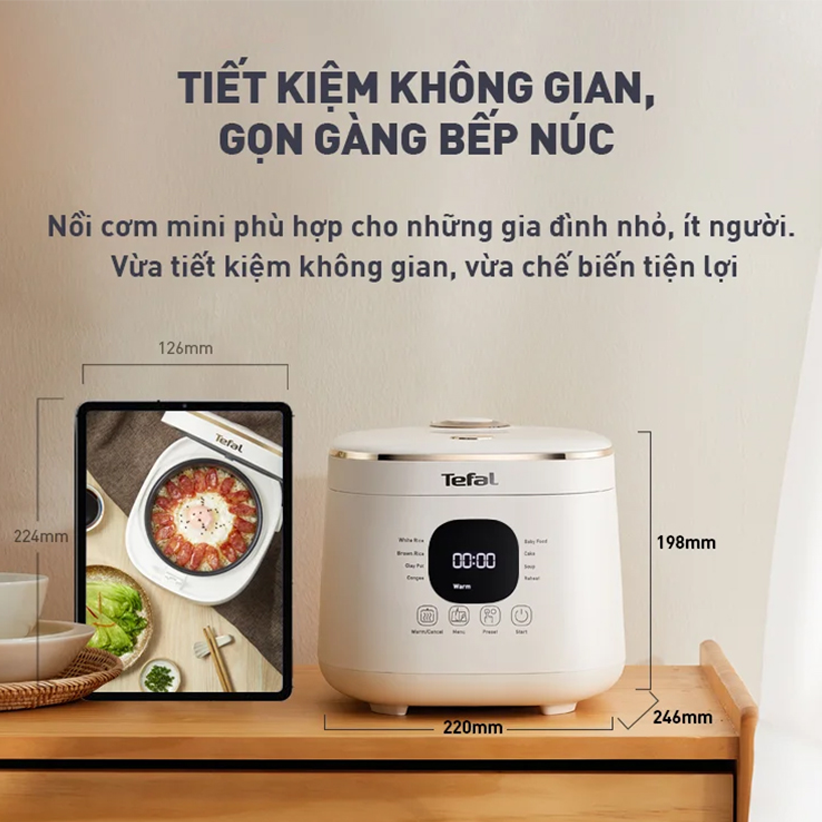 Nồi cơm điện tử mini Tefal 0.7 lít RK515168 - Hàng chính hãng