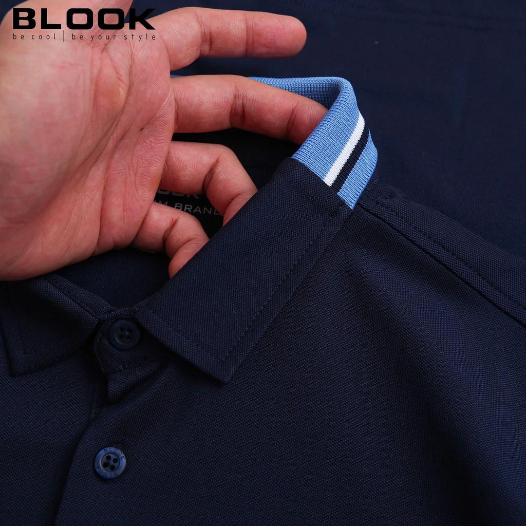 Áo polo nam basic phối cổ BLOOK chất vải thun cá sấu cotton co giãn thêu logo hổ Màu Trắng 35566