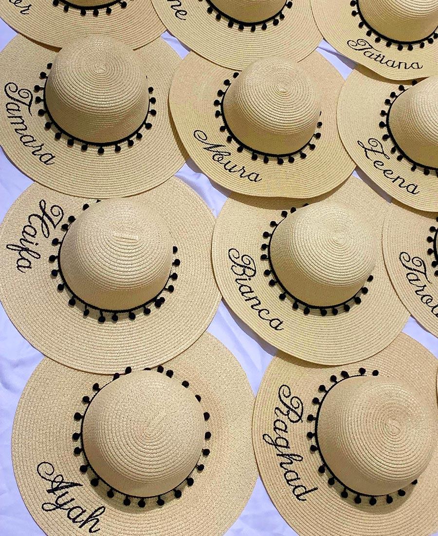 Cá Tính Tùy Chỉnh Đi Biển Mùa Hè Nón Thêu Tên Mũ Lưỡi Trai Nữ Miếng Vải Cô Dâu Phù Dâu Nữ Tấm Che Nắng Nắp