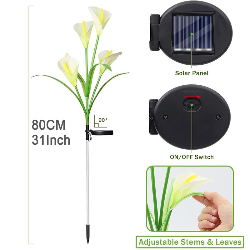 Đèn LED Năng Lượng Mặt Trời Chống Thấm Nước Hình 4 Cành Hoa Calla Trang Trí Sân Vườn Và Sân Vườn
