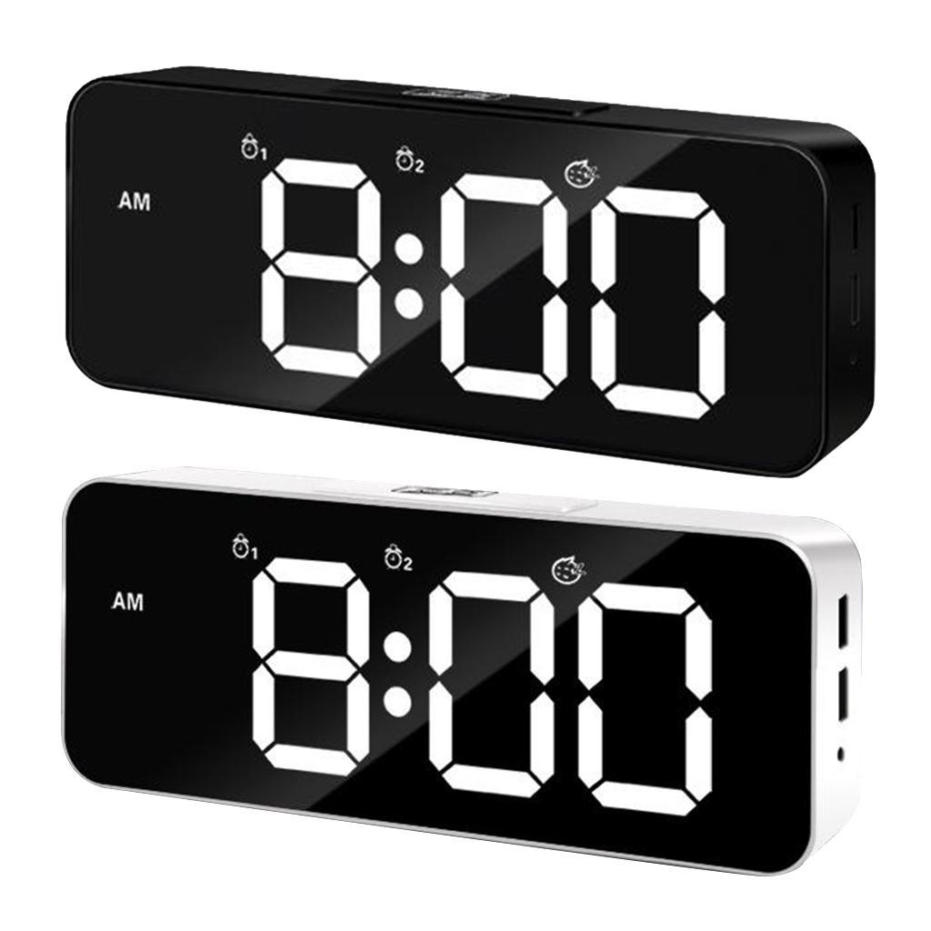 2pcs Digital Alarm Clock LED Display with Dual USB Charger Port Easy Snooze