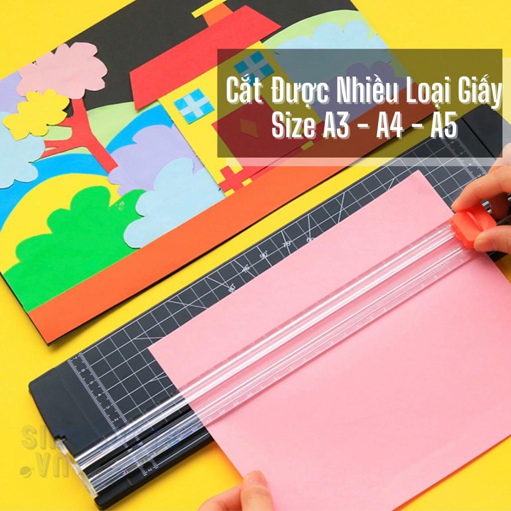 Bàn Cắt Giấy Mini Khổ A3/A4/A5 Tiện Dụng Cắt Được Giấy 300gsm Tặng Kèm 5 Lưỡi Dao Thay Thế