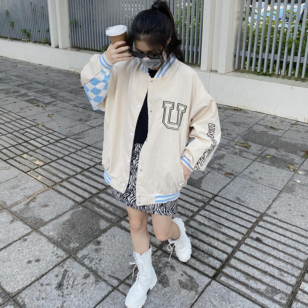 Áo khoác Bomber Takke màu be form rộng ulzzang - Made by Fiin