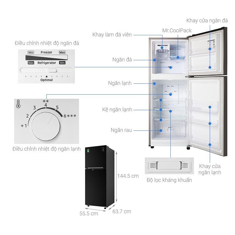 TỦ LẠNH SAMSUNG INVERTER RT20HAR8DBU/SV - Hàng chính hãng