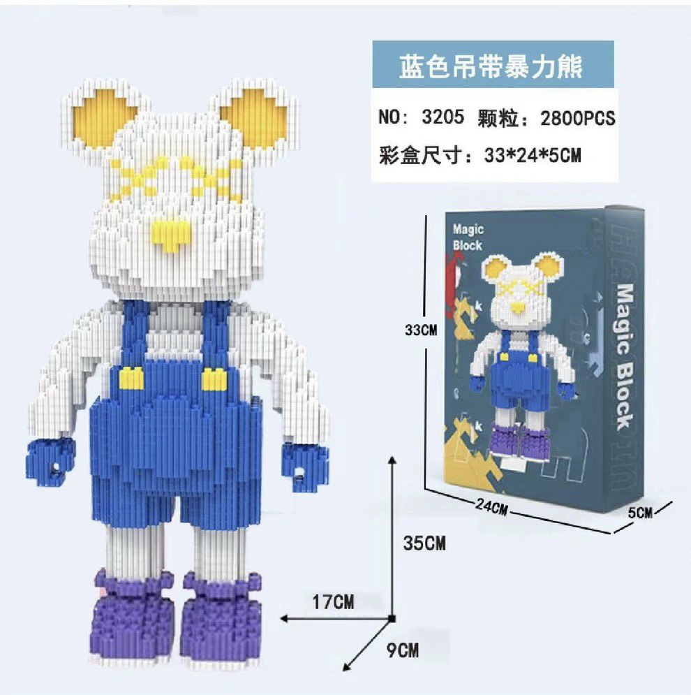 Đồ chơi lắp ráp, mô hình lắp ráp gấu Bearbrick size 33-35cm nhiều màu (tặng kèm búa)  *** Nhận lắp sẵn