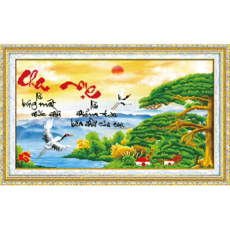 TRANH ĐÁ CHA MẸ 75x45CM - TỰ ĐÍNH