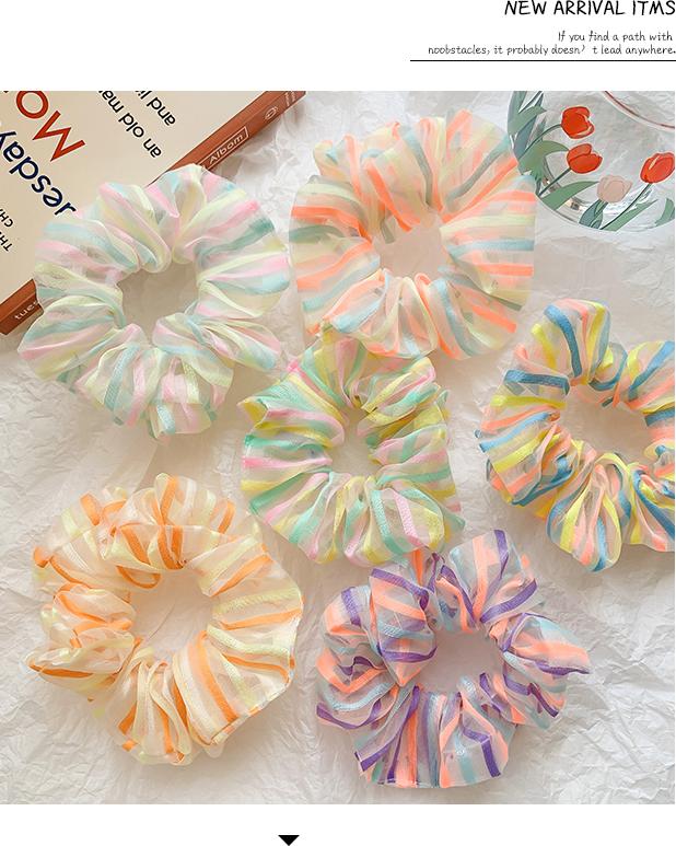 Dây buộc tóc Scrunchie kẻ ngang mầu sắc dễ thương HD83