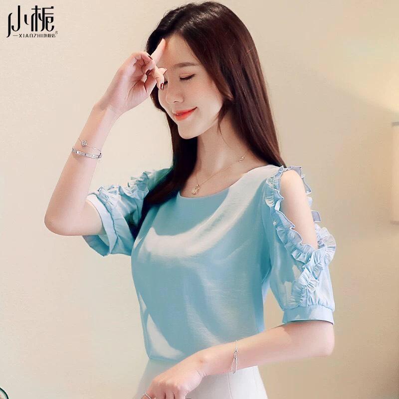 Áo Kiểu Công Sở Tay Bèo Khoét Vai Điệu Đà BY6381