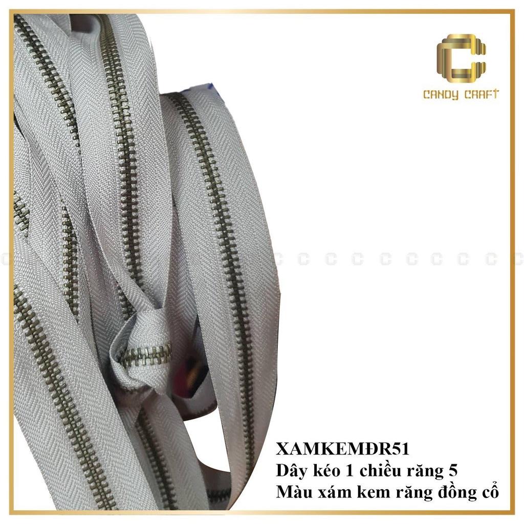 Dây kéo 1 chiều răng đồng cổ size 5 - size 3