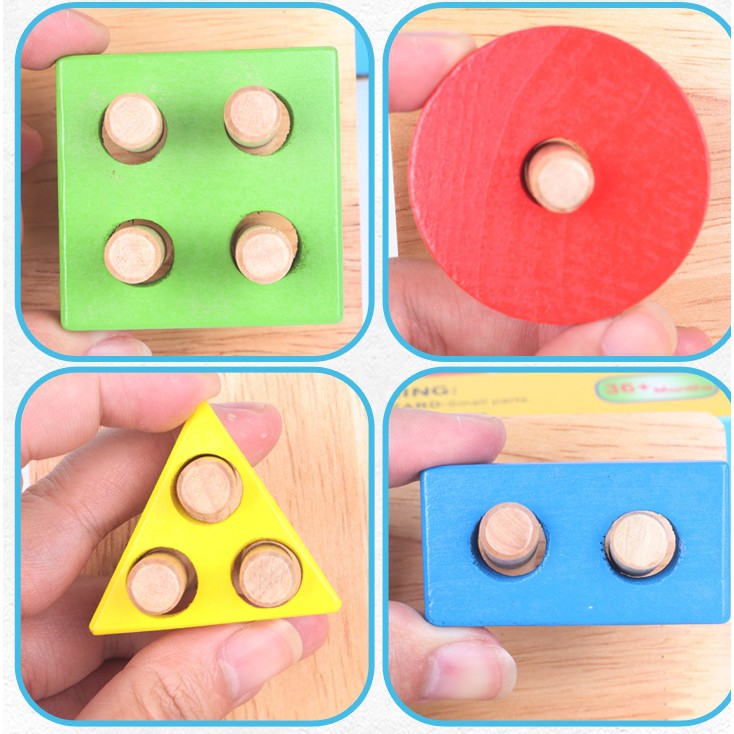 Bảng Chuỗi Thả Hình Bằng Gỗ Giáo Cụ Montessori Giúp Bé Phát Triển Tư Duy + Tặng Đồ Vật Kêu Chíp Chíp Hình/Màu Ngẫu Nhiên