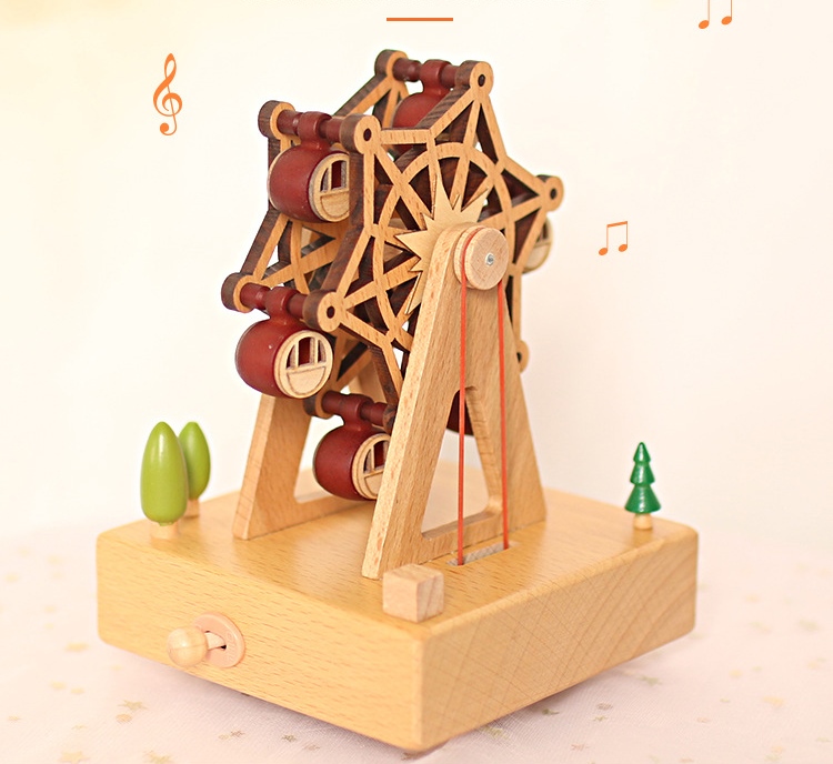 Hộp Nhạc Gỗ Vòng Xoay Ferris Music Box Trang Trí Quà Tặng_ Hàng Chính Hãng