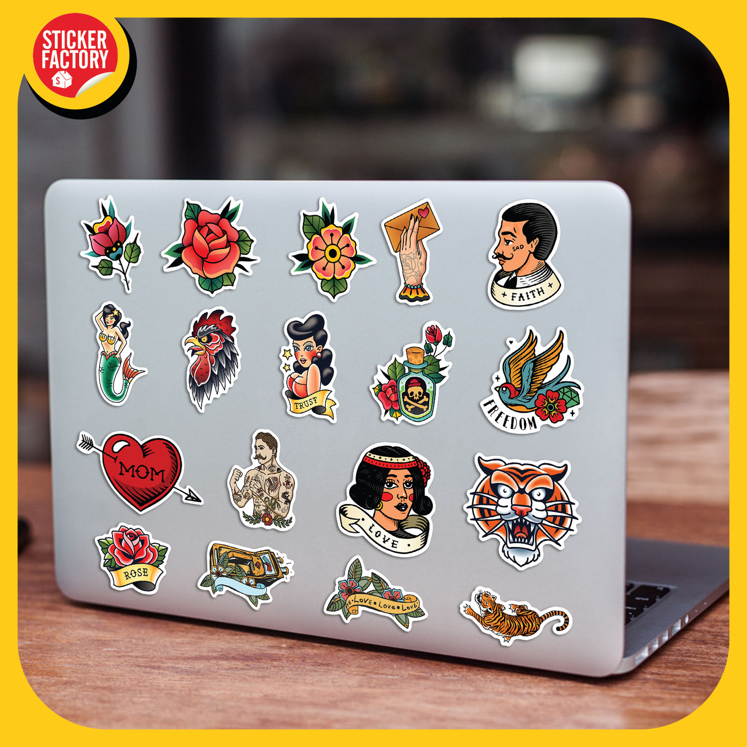 Tattoo - Set 100 sticker decal hình dán dễ thương - STICKER FACTORY