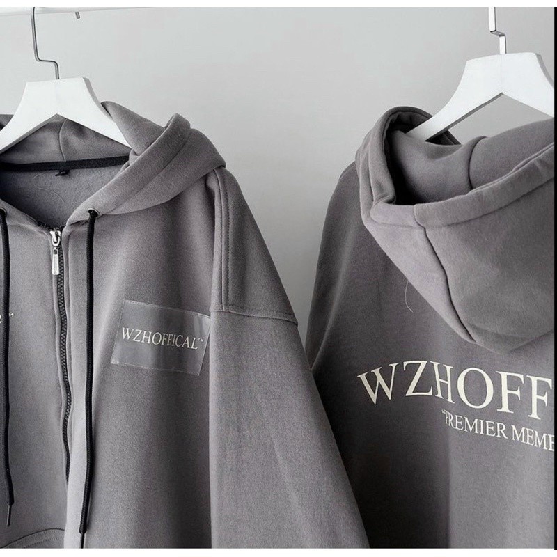 Áo khoác hoodie zip WZHOFFICAL có nón vải nỉ bông màu xám form rộng unisex nam nữ , Áo Khoác nỉ Nam Nữ Áo Hoodie Có Dây Kéo - Unisex Khoác Chống Nắng Cute. Áo Khoác Hoodie Nam Nữ Có Dây Kéo