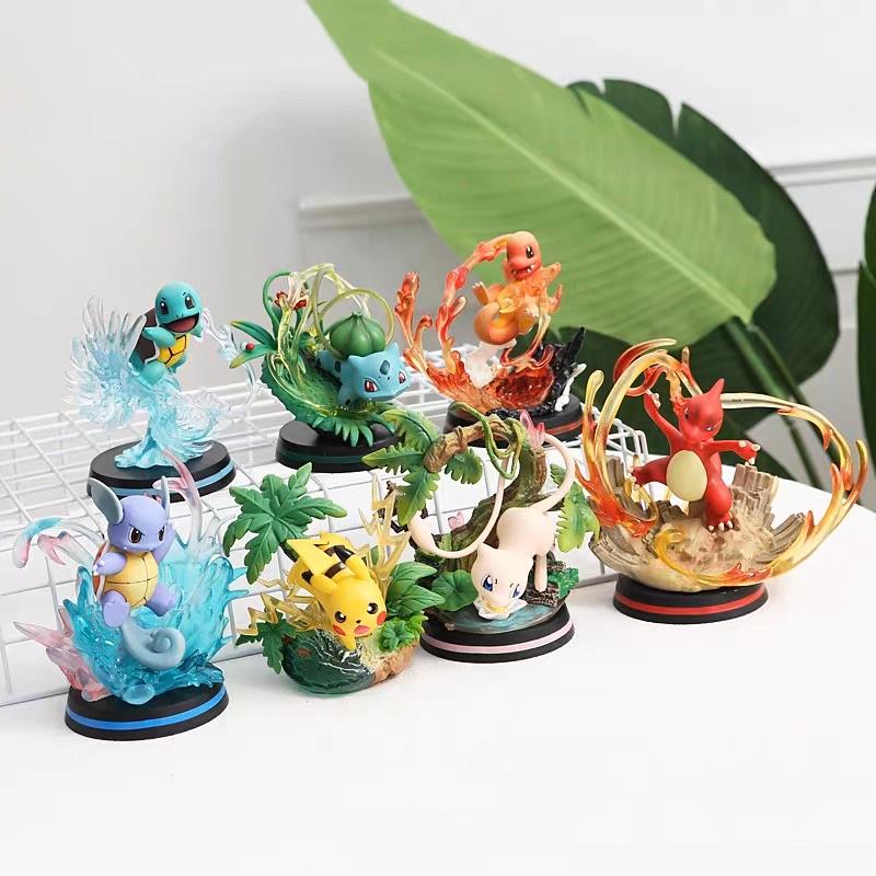 Mô hình Pokemon Yu Sanjia MFC Little Fire Dragon Jenny Turtle Miao Frog Seed Hand Model trang trí