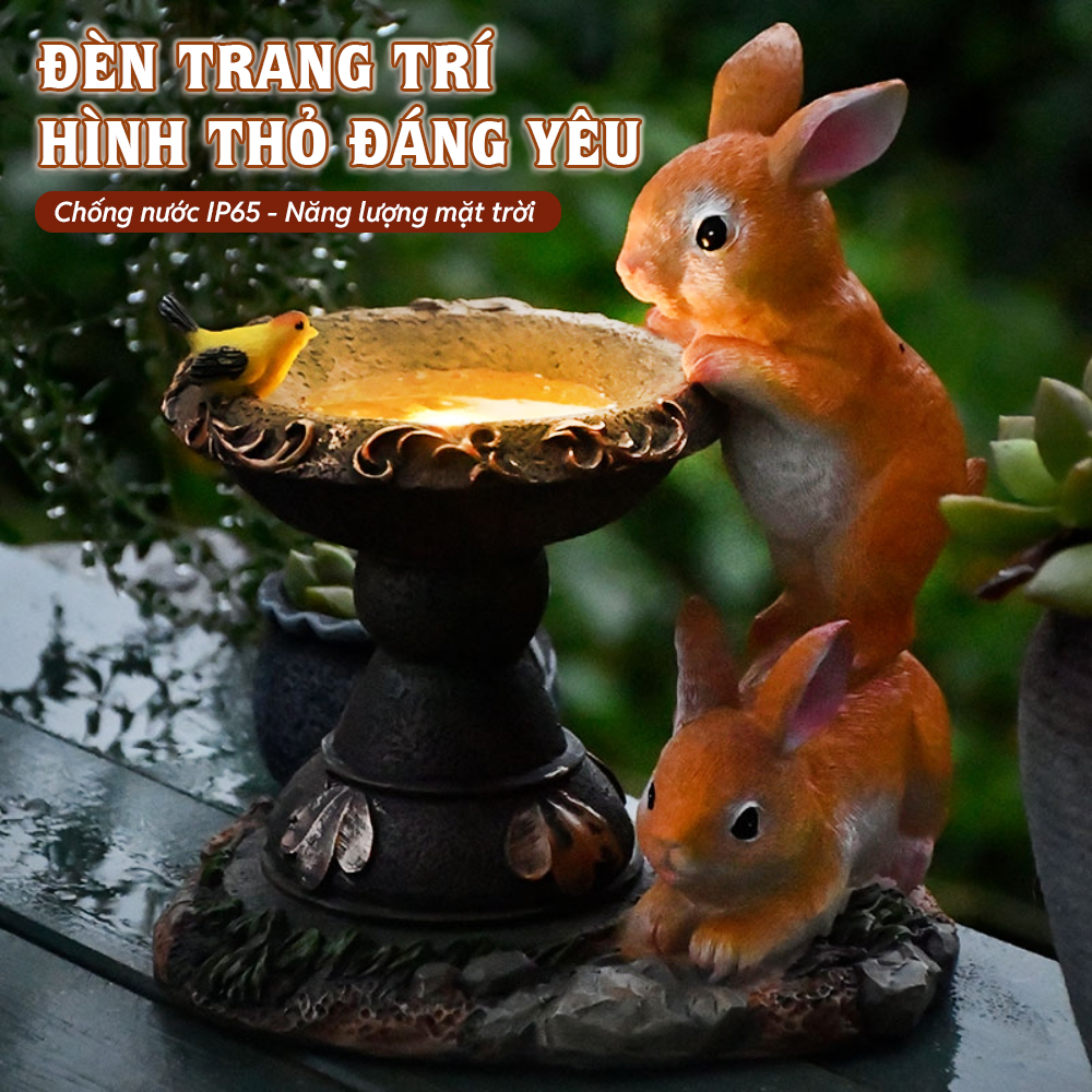 Đèn trang trí năng lượng mặt trời hình thỏ, tích kiệm điện, bóng siêu sáng, chống thấm nước - DA3159