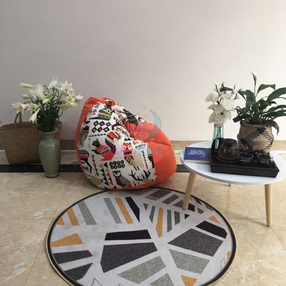Ghế xốp size S, thú cam, canvas mix, có xốp