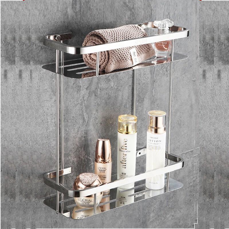KỆ THẲNG 2 TẦNG INOX DÀY/Kệ góc đa năng nhà tắm inox 304 2 tầng tiện nghi cao cấp bề mặt bóng