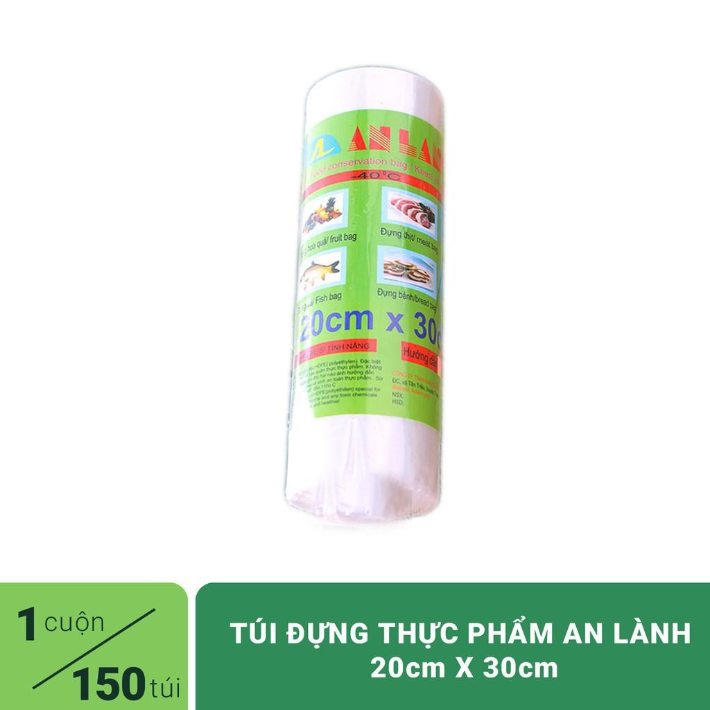 Cuộn 150 túi đựng thực phẩm An Lành kích thước 20x30cm.