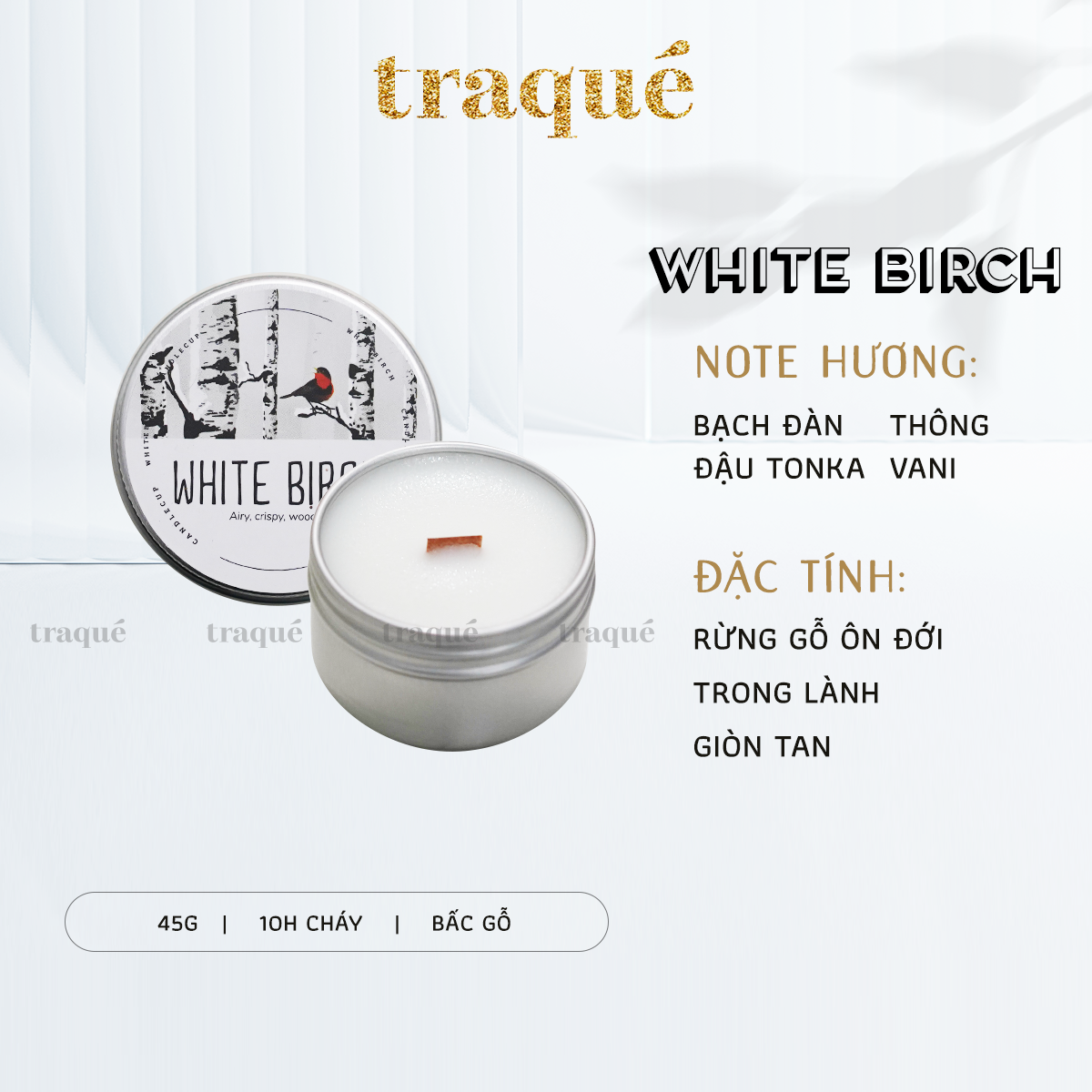 Nến thơm tinh dầu cao cấp không khói an toàn Candle Cup - White Birch - XS - 45g (Hủ thiếc)