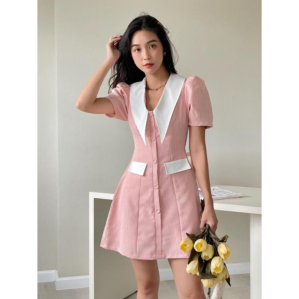 RECHIC Đầm Ngắn Rissy cổ vạt to dáng chữ A trẻ trung thanh lịch phù hợp đi làm dạo phố