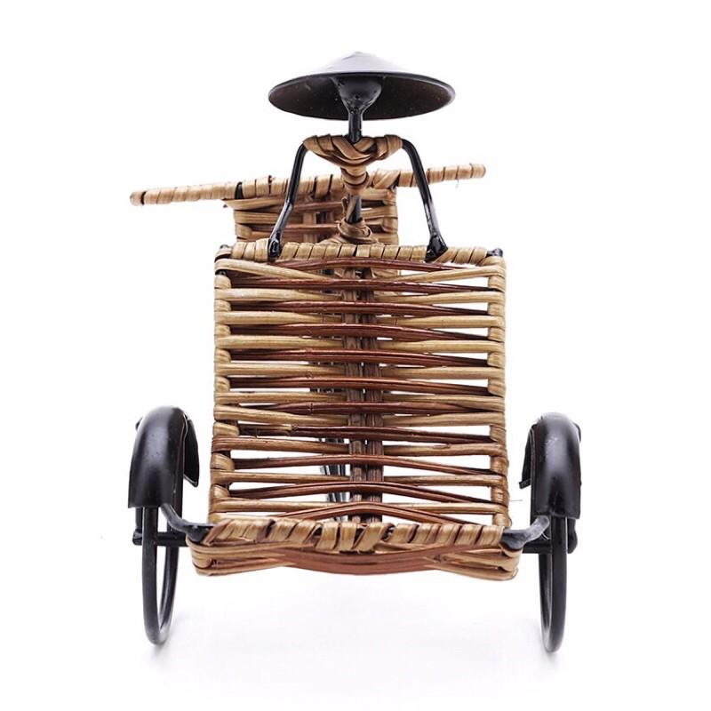 Mô hình, mây tre, người, xe xích lô, kệ để điện thoại, chở card visit, handmade