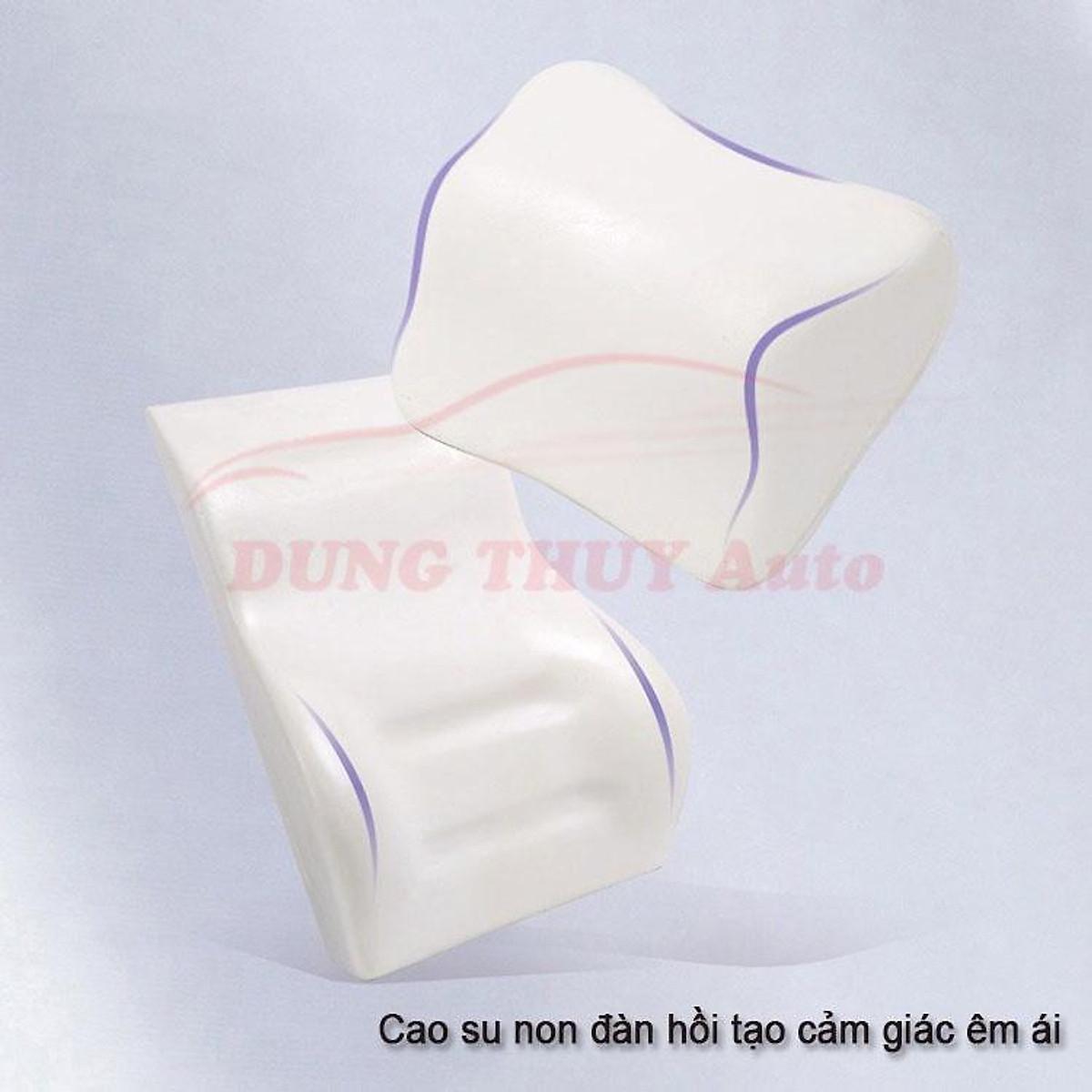 Gối tựa đầu tựa lưng ô tô cao su non đàn hồi - Tựa ghế oto vải cotton chống đau mỏi lưng , chất liệu cao su non cao cấp - Đen chỉ đỏ, Đen chỉ đỏ