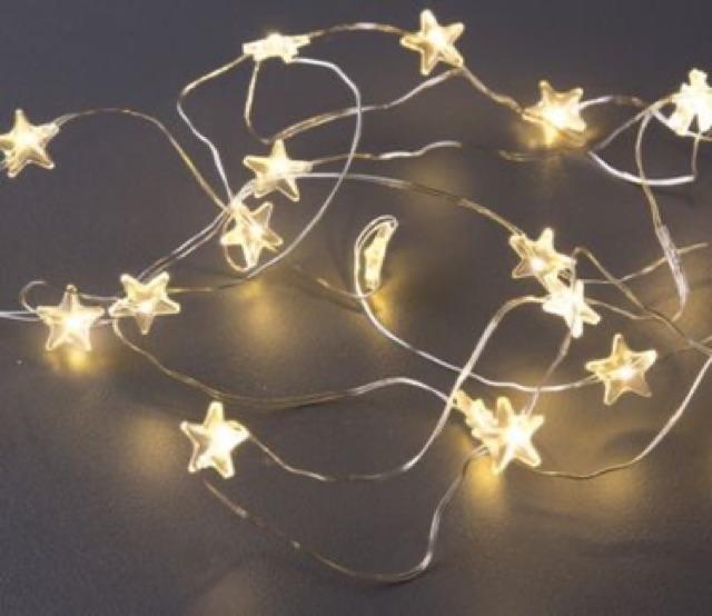 Đèn led đom đóm, fairylight trang trí hình ngôi sao 5m 50 bóng chạy pin AA