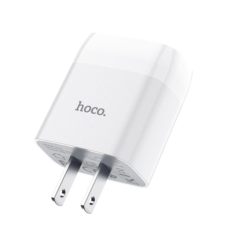 Cốc sạc nhanh Hoco dual usb 2.4A cho các thiết bị ( Trắng)- Hàng chính hãng