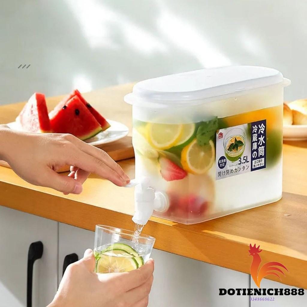 Bình Đựng Nước 3,5L Để Tủ Lạnh Có Vòi Siêu Tiện Dụng, Bình Đựng Nước Hoa Quả, Detox Để Tủ Lạnh Có Vòi Tiện Lợi