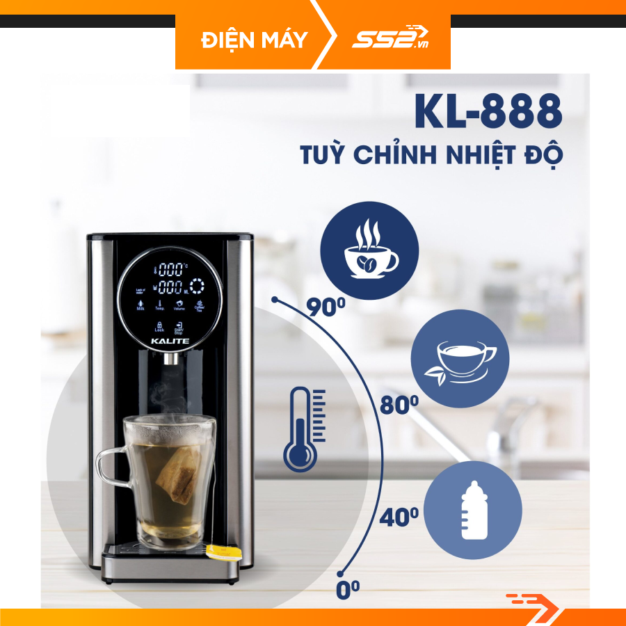 Bình thuỷ điện Kalite KL 888 dung tích 2,7L, bình pha trà pha cafe có lọc nước RO - Hàng chính hãng