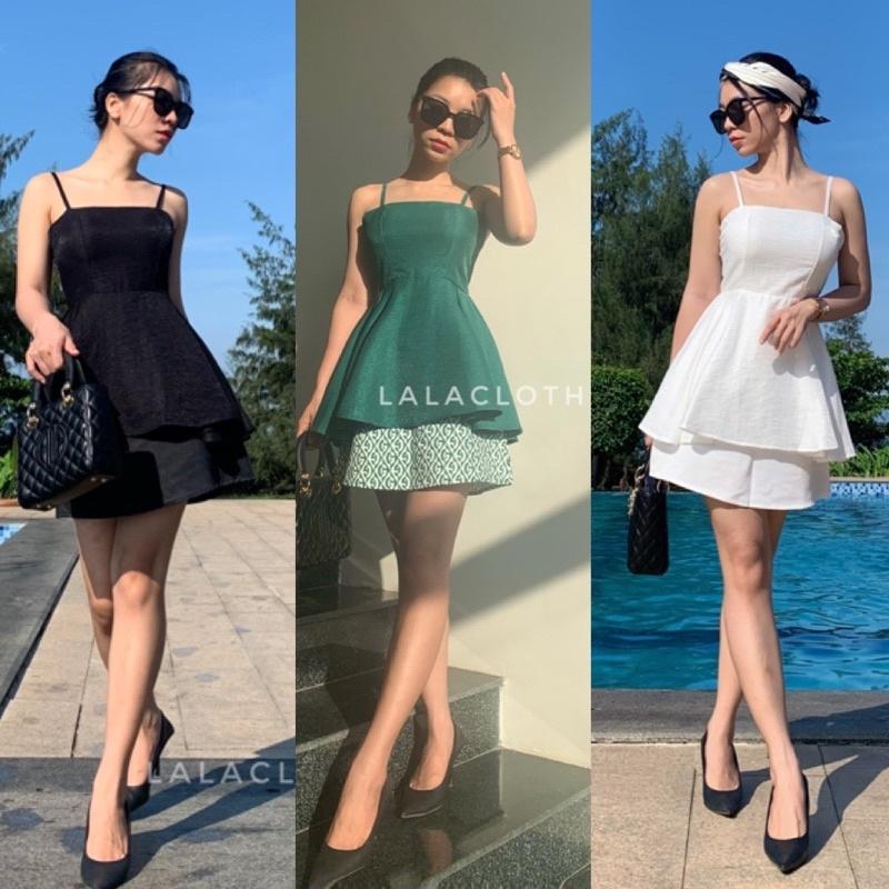 Set áo peplum 2 dây xòe chân váy chữ A LalaClothing
