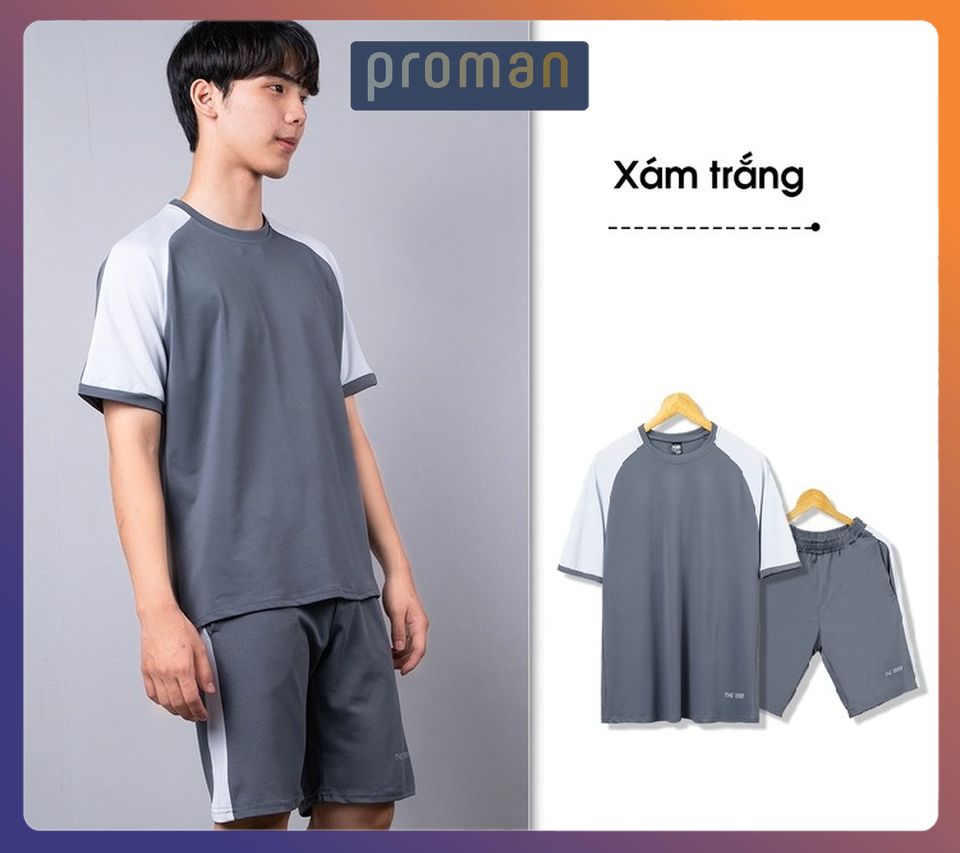 Bộ Thể Thao Nam Cộc Tay đồ bộ mùa hè Thời Trang Phong Cách Trẻ Trung Cao Cấp BO01 - PROMAN