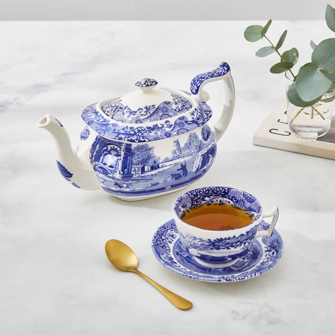 Bộ chén trà màu xanh phong cách vintage nhập khẩu Anh Quốc PM SPODE BLUE ITALIAN BLI1130