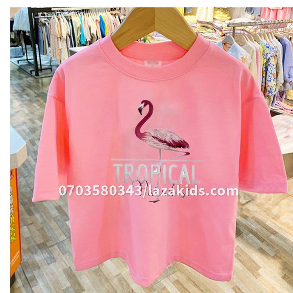 Đồ bộ bé gái size đại 25kg 30kg 40kg 45kg in HỒNG HẠC mặc siêu xinh dễ thương cotton 100% LAZAKIDS