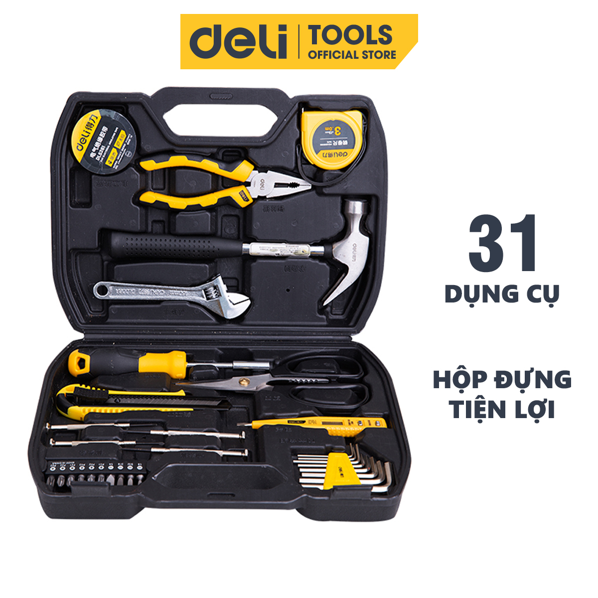 Bộ Dụng Cụ Sửa Chữa Đa Năng 31 Chi Tiết Deli Cao Cấp - Sử Dụng Nhiều Mục Đích, Tiện Dụng Cho Mọi Gia Đình - DL5972