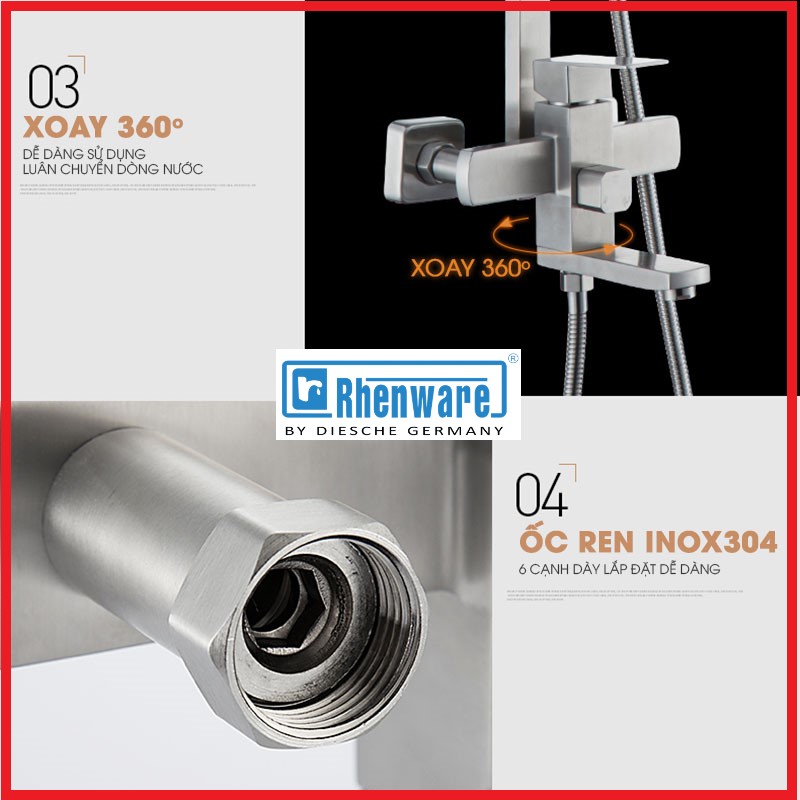 SEN CÂY NÓNG LẠNH INOX 304- THƯƠNG HIỆU  RHENWARE SC- 83130