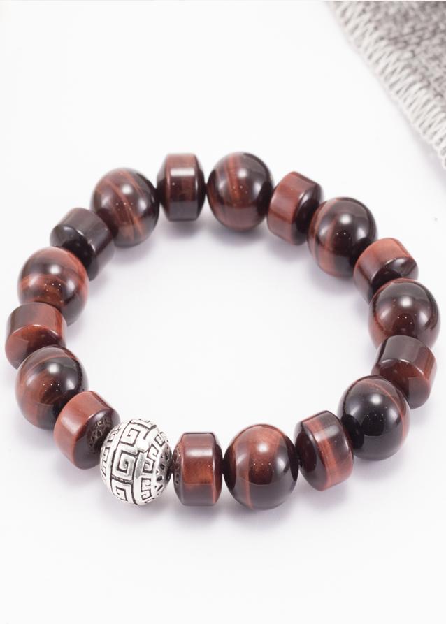 Vòng Đá Thạch Anh Mắt Hổ Đỏ Viên Trụ