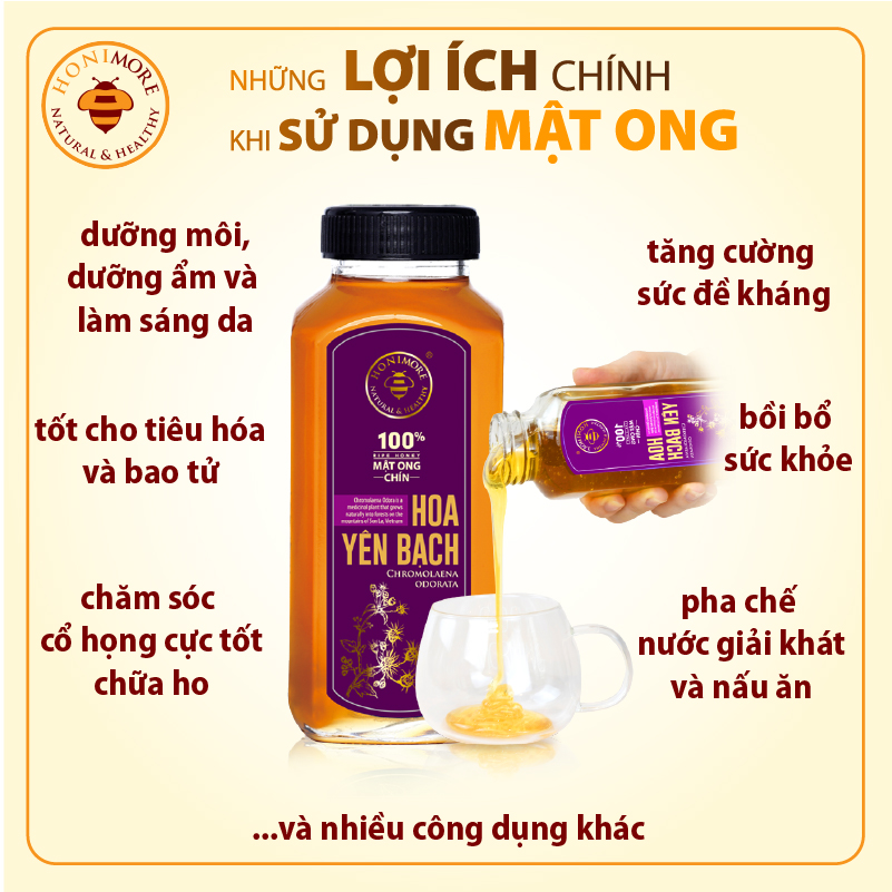 Mật ong chín Honimore Hoa Yên Bạch 500g + Cà phê rang xay nguyên chất mộc sạch Bandon Remind 250g